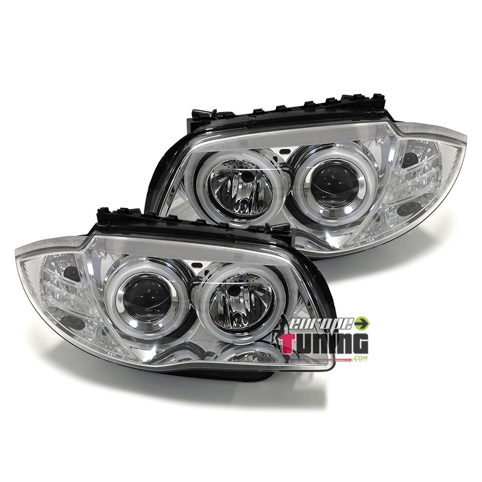 PHARES FEUX AVANTS CCFL ANGEL EYES BMW SERIE 1 E81 E82 E87 E88 2004-2011 (00594)