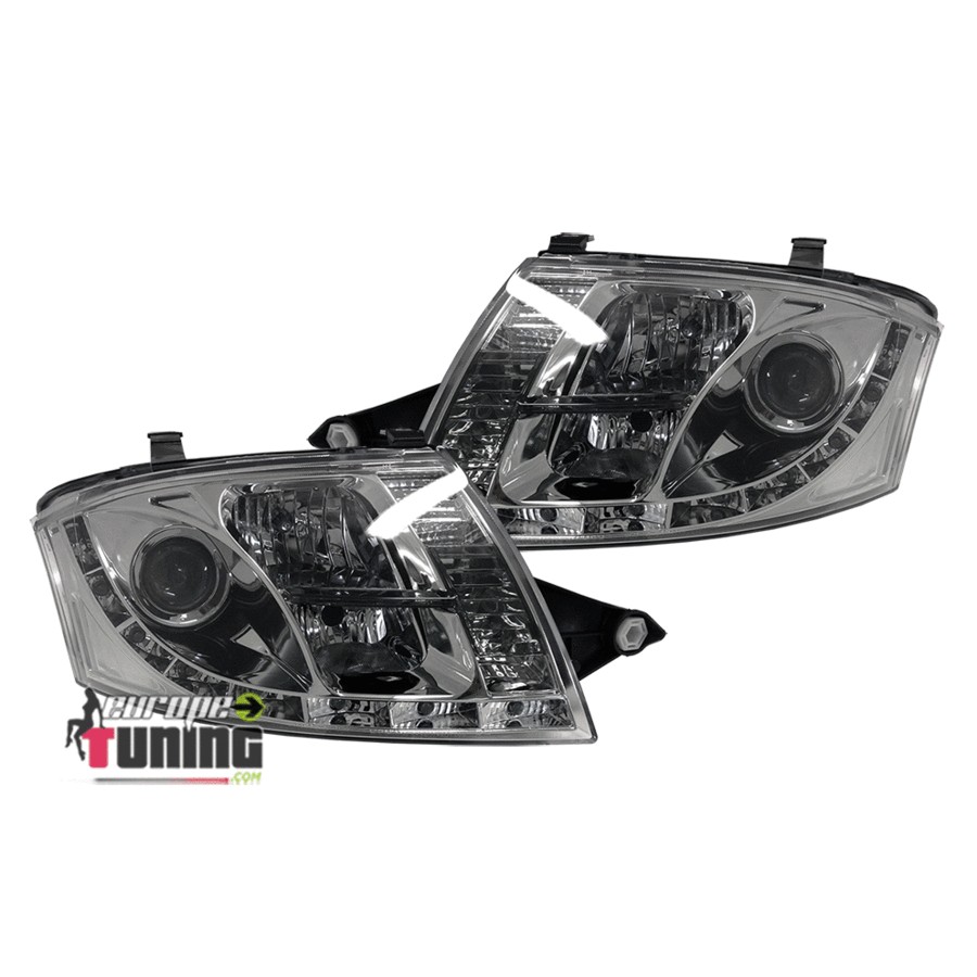 FEUX PHARES AVANTS CHROM LED DE JOUR DIURNES DRL AUDI TT 8N 1998-2006 12 PIN (04482)