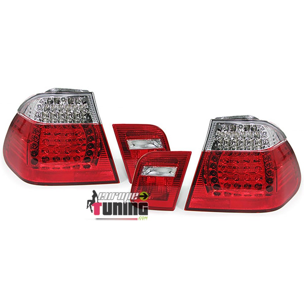 2 FEUX ROUGES CRISTAL LOOK M3 A LEDS BMW SERIE 3 E46 BERLINE 2001-2005 PHASE 2 (10340)