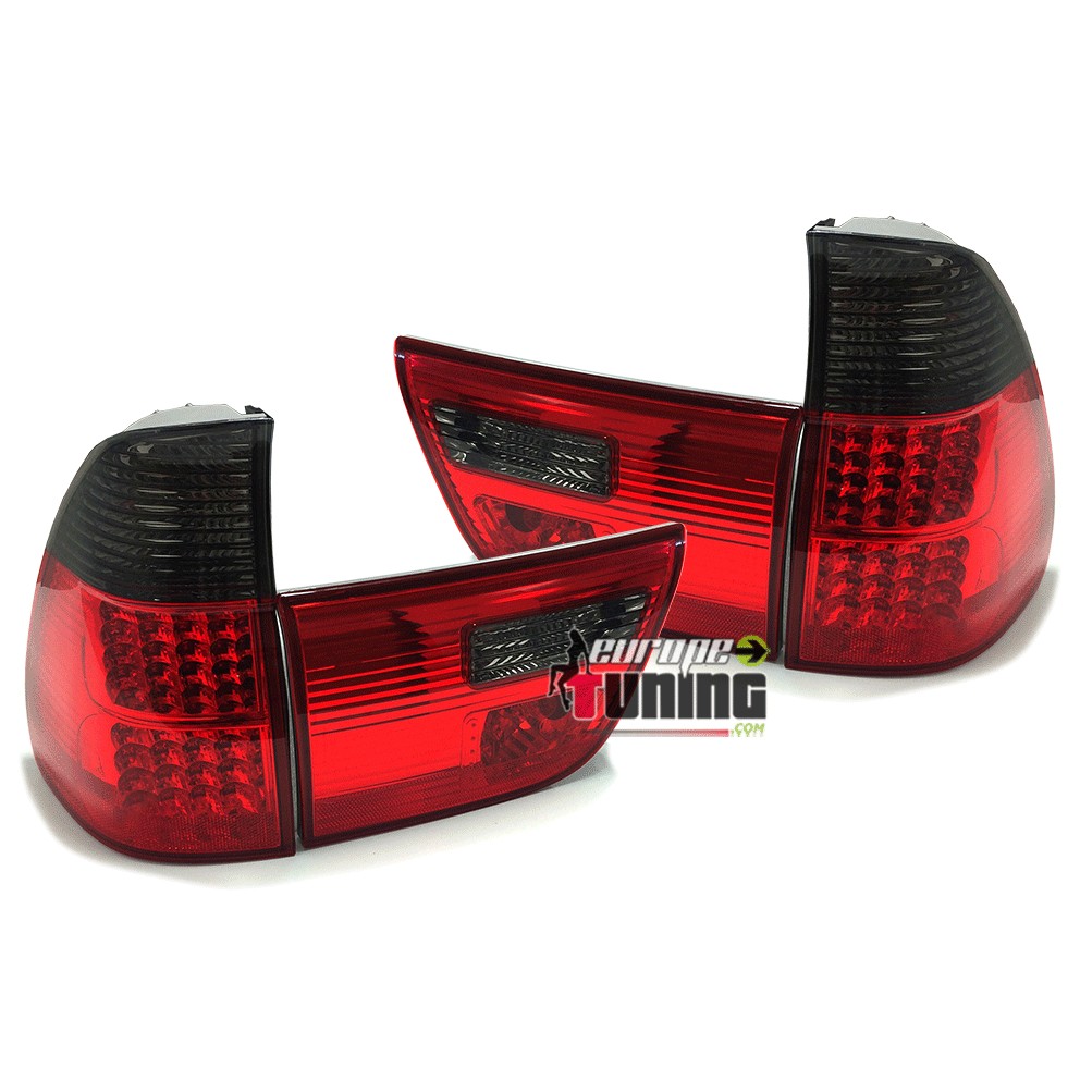 FEUX ARRIERES ROUGES NOIRS A LEDS POUR BMW X5 E53 1999-2003 PHASE 1 (13879)