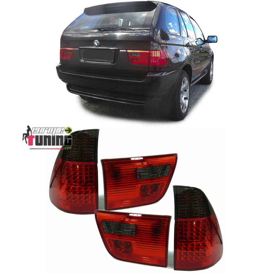 FEUX ARRIERES ROUGES NOIRS A LEDS POUR BMW X5 E53 1999-2003 PHASE 1 (13879)