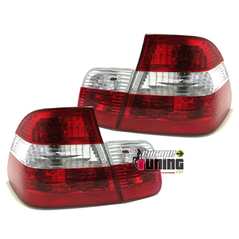 2 FEUX ARRIERES ROUGES CRISTAL POUR BMW SERIE 3 E46 BERLINE 2001-2005 PHASE 2 (10052)