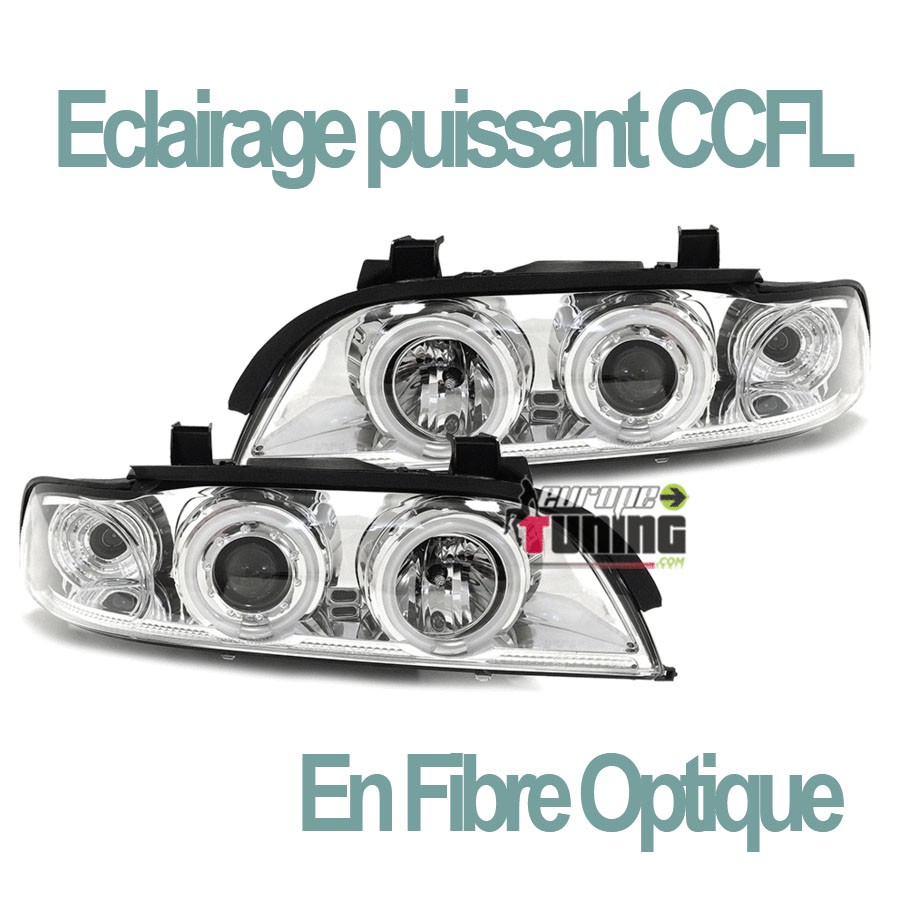 PHARES FEUX CHROME ANGEL EYES ANNEAUX LED CCFL BMW SERIE 5 E39 PHASE 1 (00503)