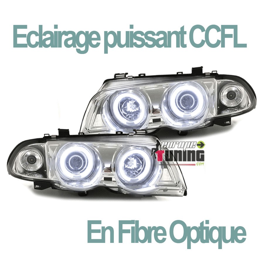 2 PHARES FEUX ANGEL EYES ANNEAUX LED CCFL BMW SERIE 3 E46 5 PORTES 1998-2001 (00595)