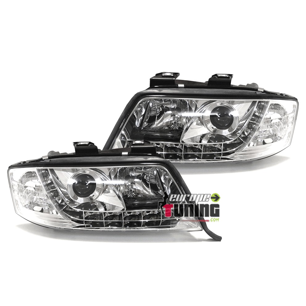 PHARES FEUX AVANTS CHROM DEVIL EYES LED AUDI A6 C5 / 4B de 2001 à 2004 (00367)