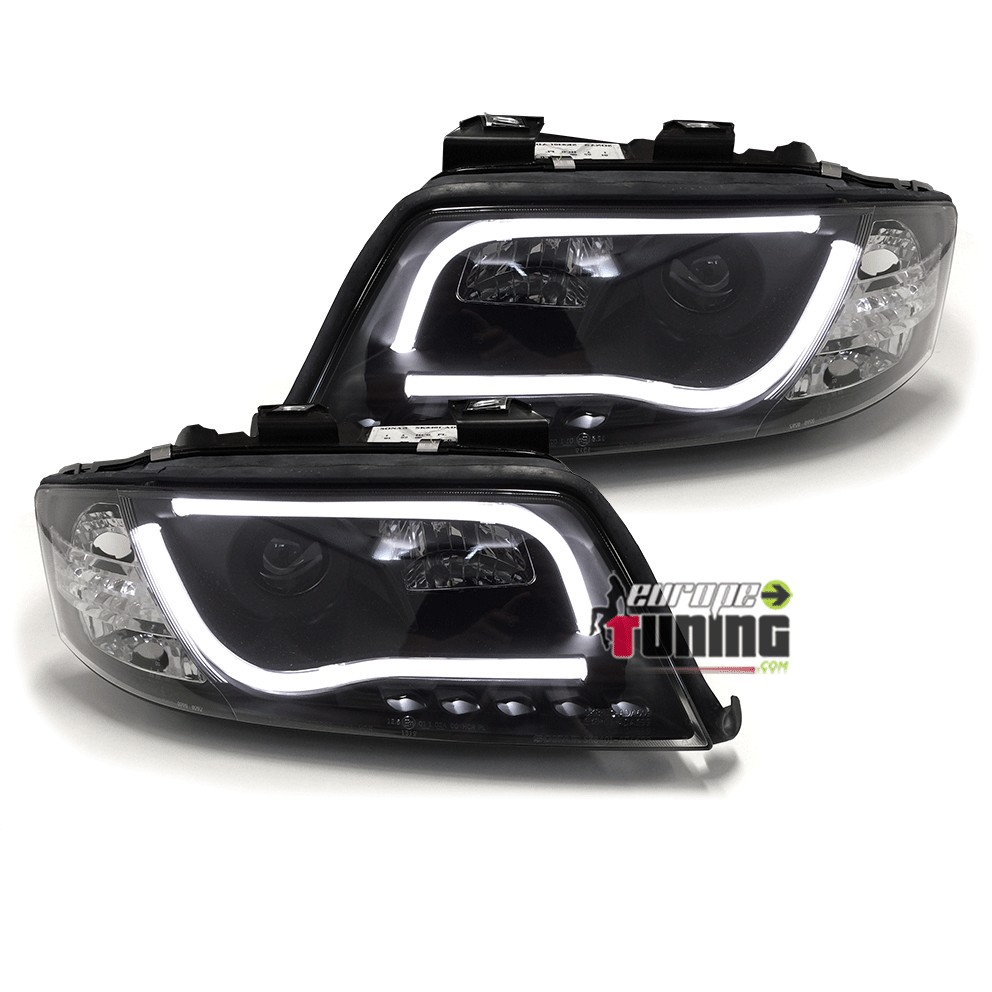 FEUX PHARES AVANTS NOIRS TUBE LED LIGHT BAR AUDI A6 C5 / 4B de 1997 à 2001 (02731)