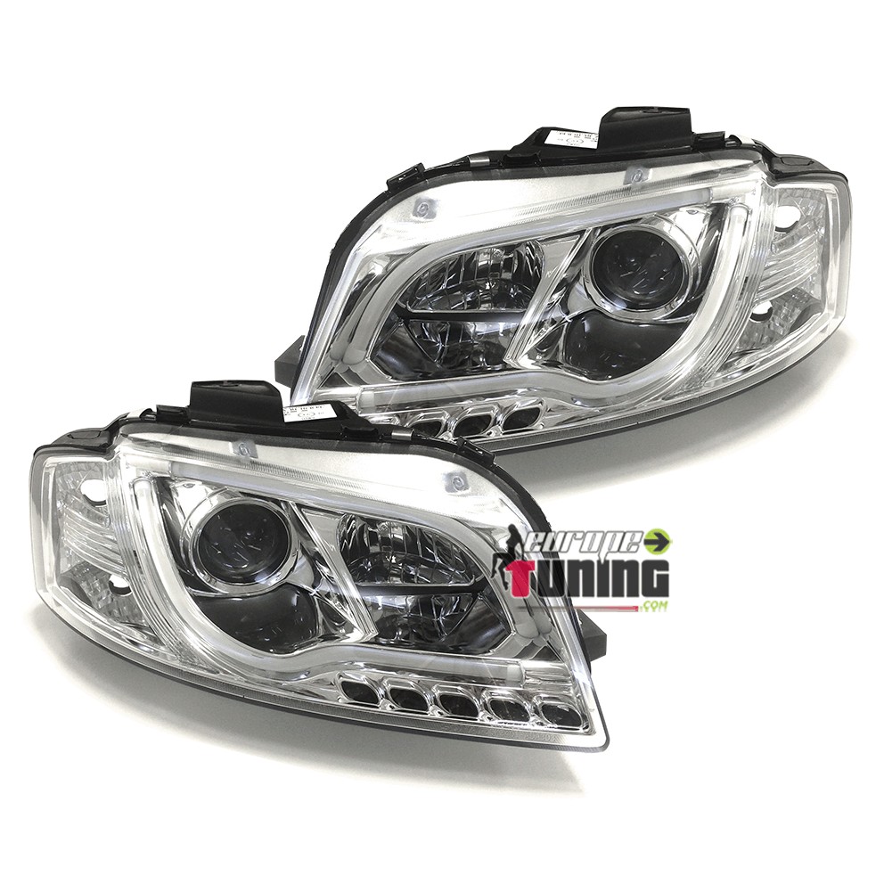 FEUX PHARES AVANTS TUBE LED DE JOUR DIURNES DRL AUDI A3 8P et 8PA 2003-2008 (03852)