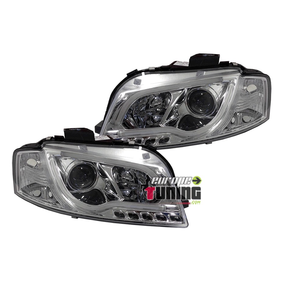 FEUX PHARES AVANTS CHROM TUBE LED LIGHT BAR AUDI A3 8P et 8PA 2003-2008  (02738)