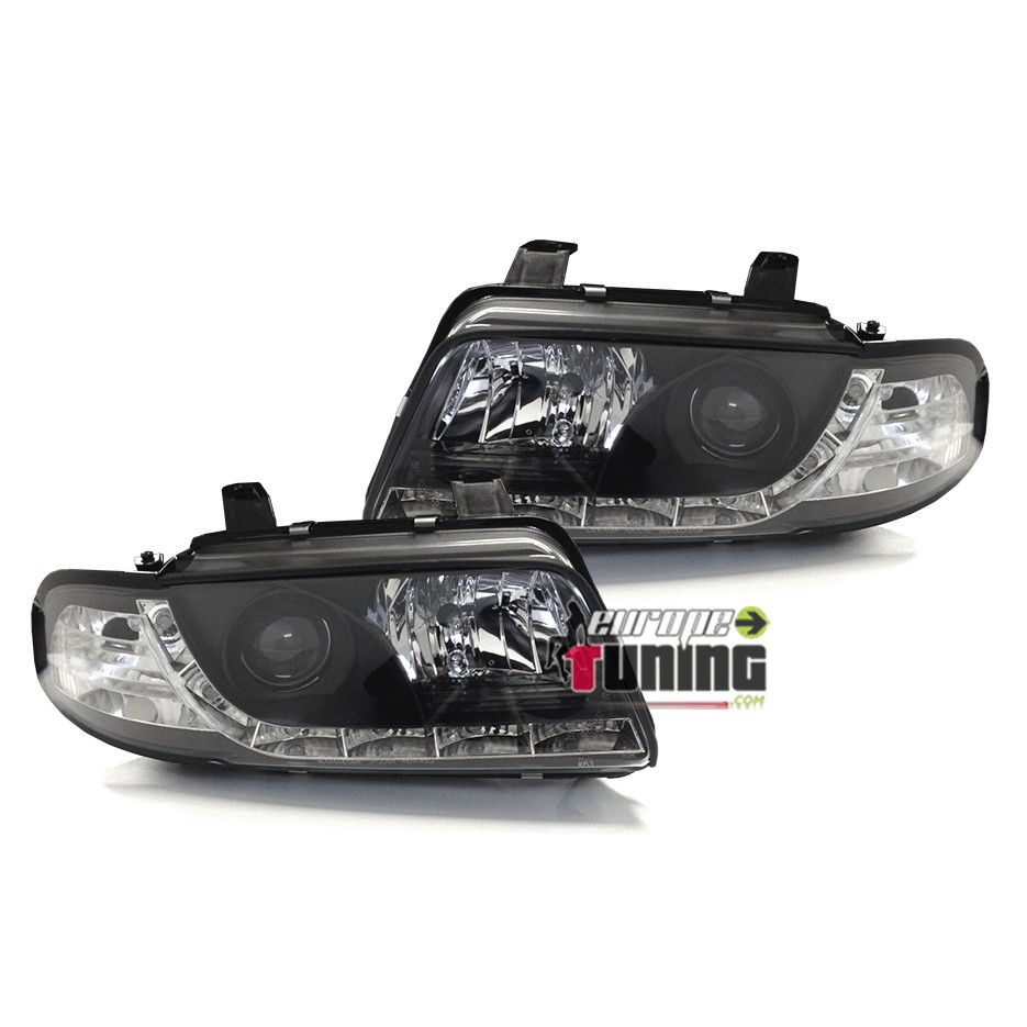 FEUX PHARES AVANTS LED DE JOUR DIURNES DRL NOIRS AUDI A4 B5 PHASE 1 (00775)