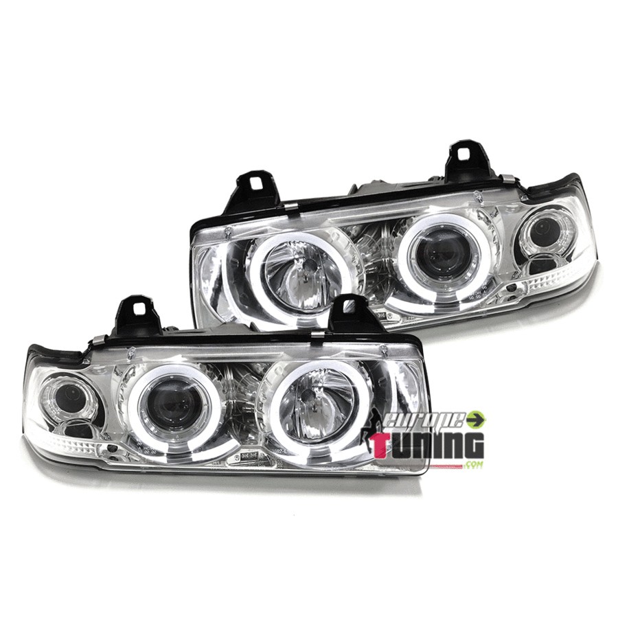 PHARES FEUX AVANTS ANGEL EYES ANNEAUX LED BMW SERIE 3 E36 BERLINE TOURING (11947)