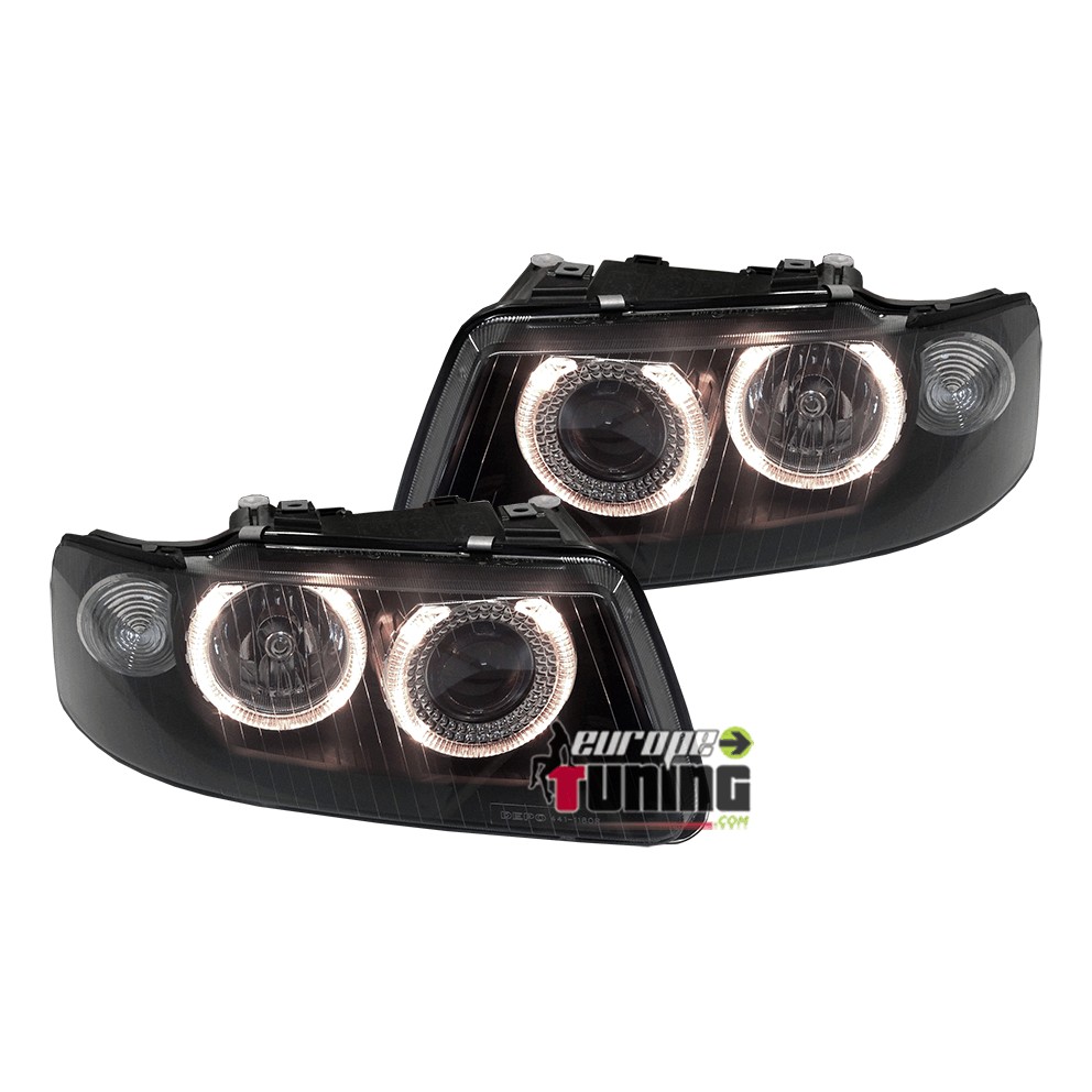 FEUX PHARES AVANTS ANGEL EYES FOND NOIR AUDI A3 8L PHASE 2 (01259)