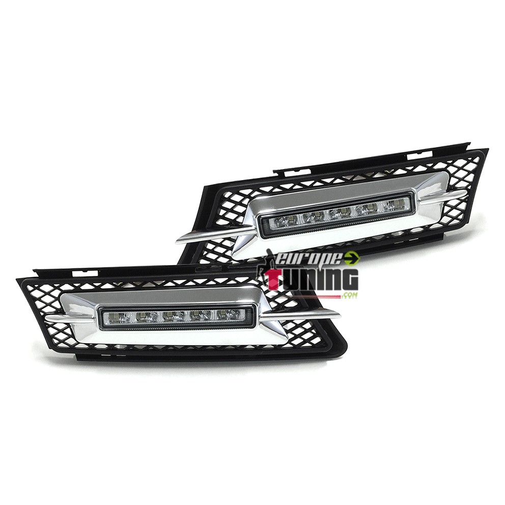 GRILLES ANTI BROUILLARD AVEC FEUX DE JOUR DRL BMW SERIE 3 E90 E91 PHASES 1 05-08 (00460)