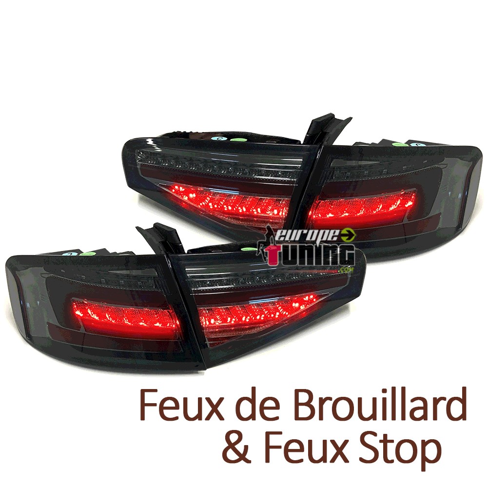 FEUX NOIRS A LED SEQUENTIELS DYNAMIQUES AUDI A4 B8 BERLINE PH2 A AMPOULES DE SERIE (05587)