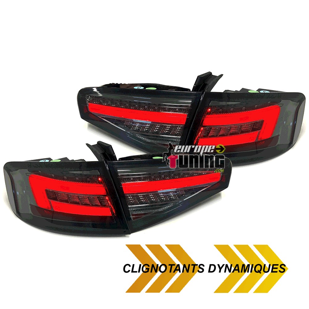 FEUX NOIRS A LED SEQUENTIELS DYNAMIQUES AUDI A4 B8 BERLINE PH2 A LED DE SERIE (05586)