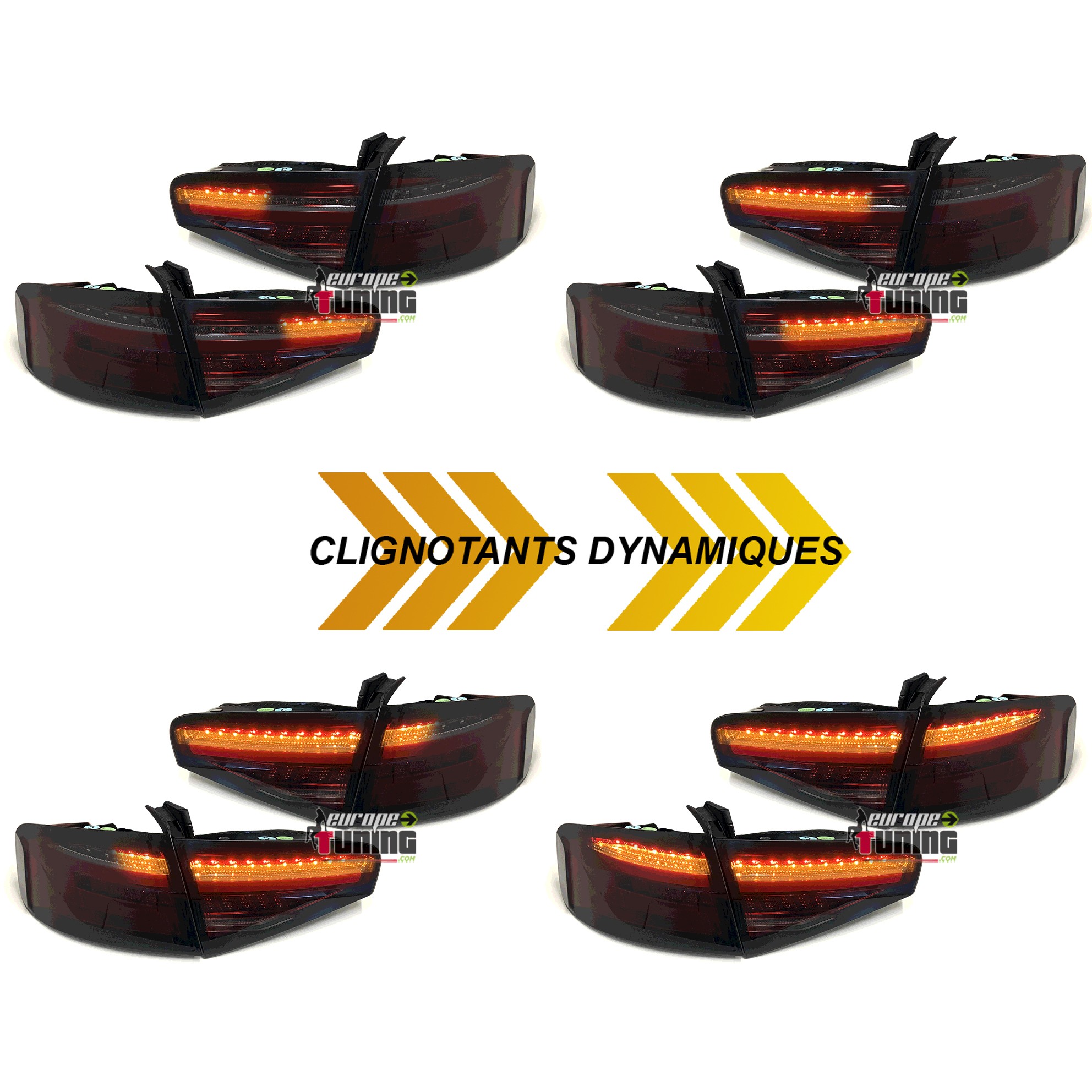 FEUX ROUGES NOIRS LED SEQUENTIELS DYNAMIQUES AUDI A4 B8 BERLINE PH2 A LED DE SERIE (05594)