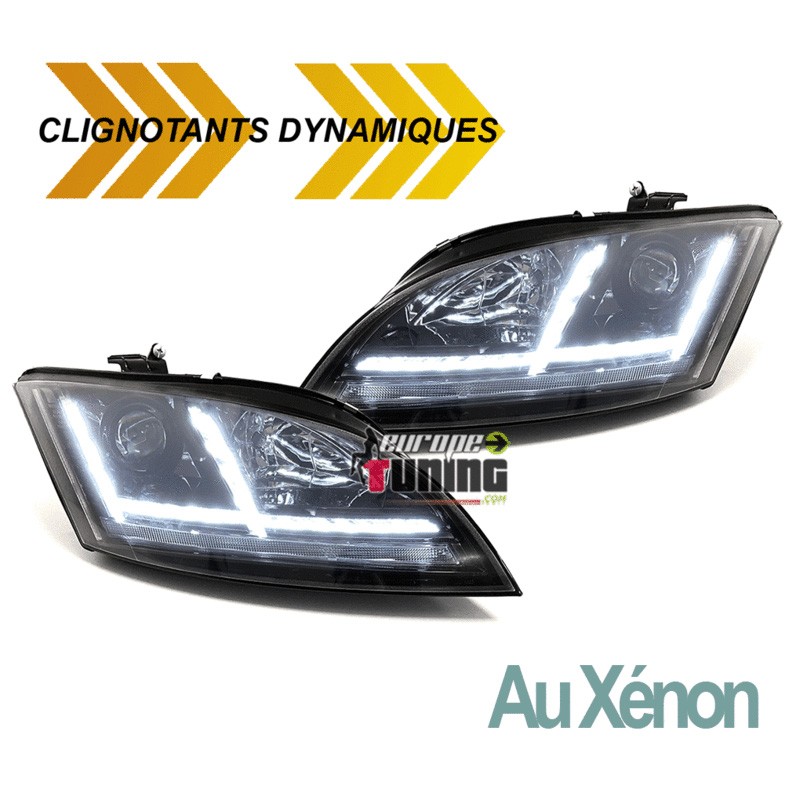 PHARES NOIRS AU XENON FEUX CLIGNOTANTS DYNAMIQUES LOOK 8S POUR AUDI TT 8J (04853)