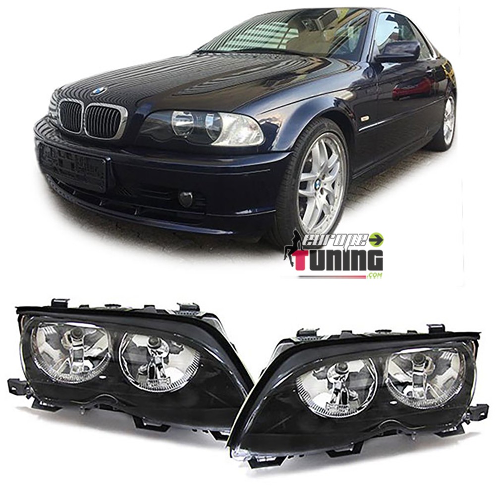 2 PHARES AVANTS NOIRS FEUX BMW SERIE 3 E46 5 PORTES 2001-2005 (05274)