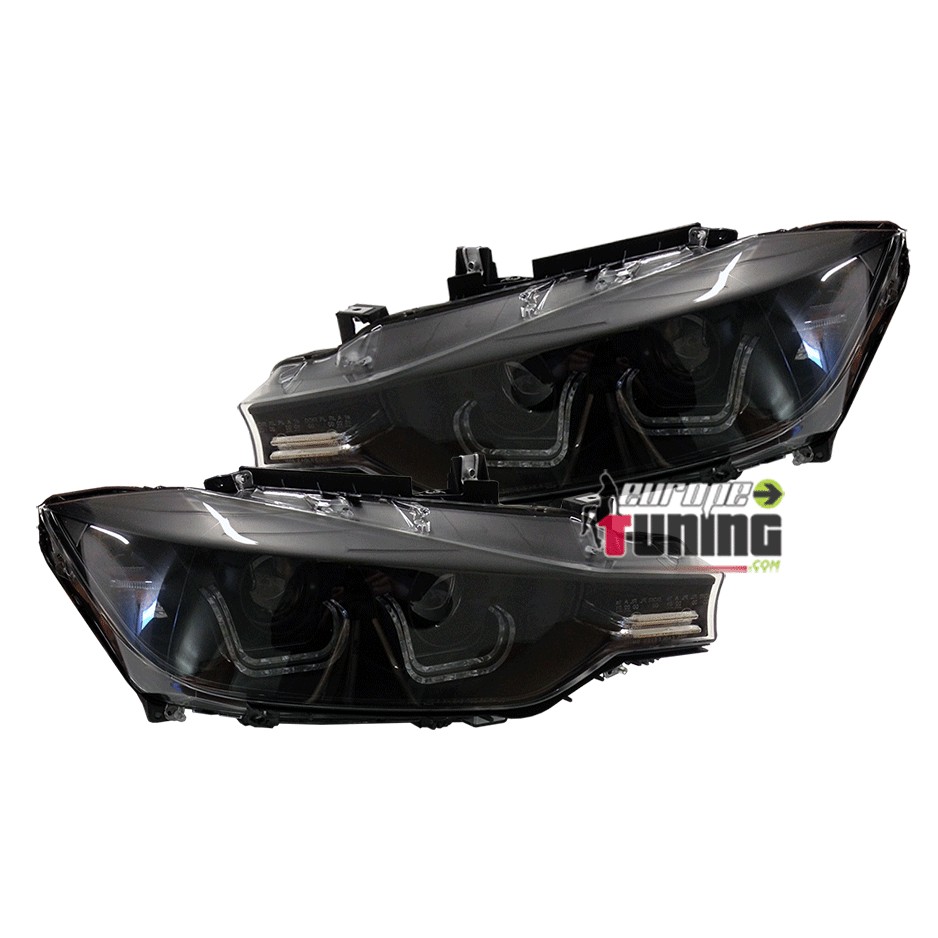 2 PHARES FEUX DE JOUR AVANTS DIURNES NOIRS BMW SERIE 3 F30 et F31 (03839)