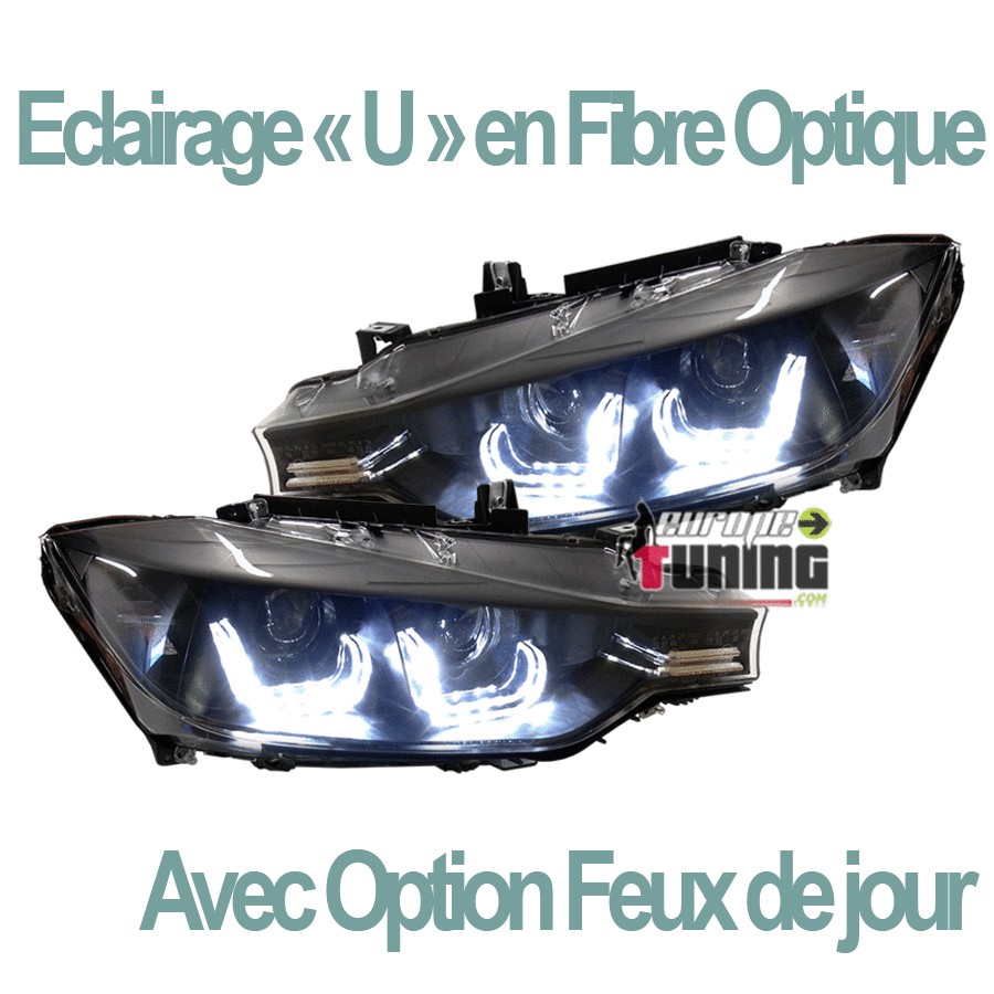 2 PHARES FEUX DE JOUR AVANTS DIURNES NOIRS BMW SERIE 3 F30 et F31 (03839)