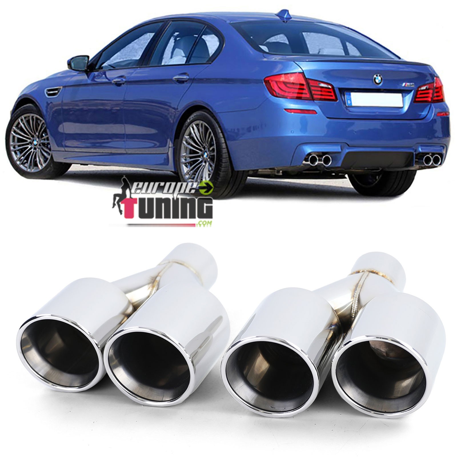 4 SORTIES ECHAPPEMENT DUPLEX SPORT CHROME BMW SERIE 5 F10 F11 F12 F13 (05428)