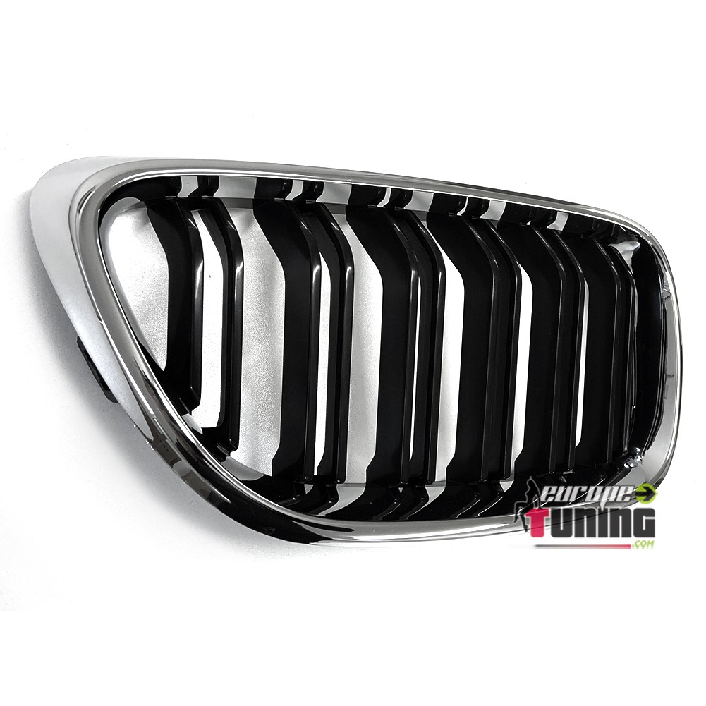 CALANDRES DOUBLE LAMES NOIR ET CHROME PACK M BMW SERIE 2 F22 COUPE & F23 CABRIOLET (05038)