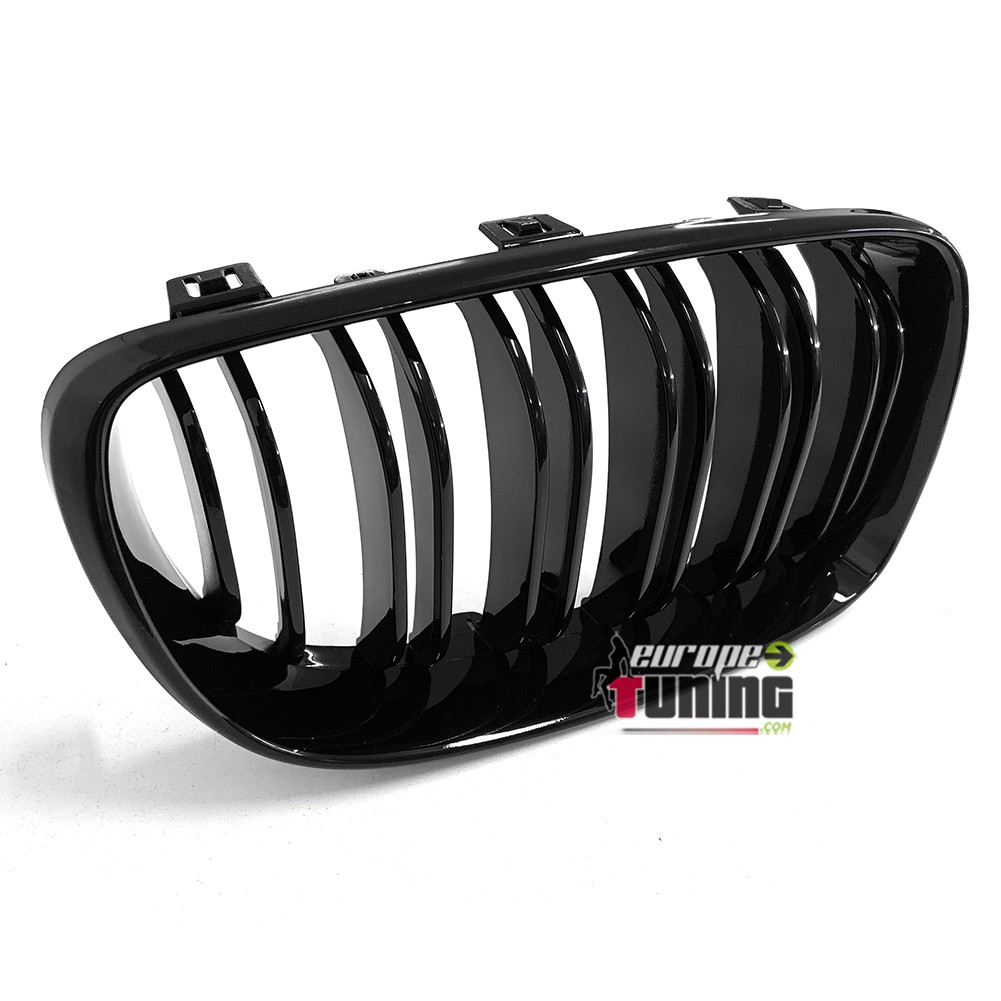 CALANDRES NOIRES BRILLANTES DOUBLES LAMES PACK M BMW SERIE 1 E81 E82 E87 E88 2007-2012 (05033)