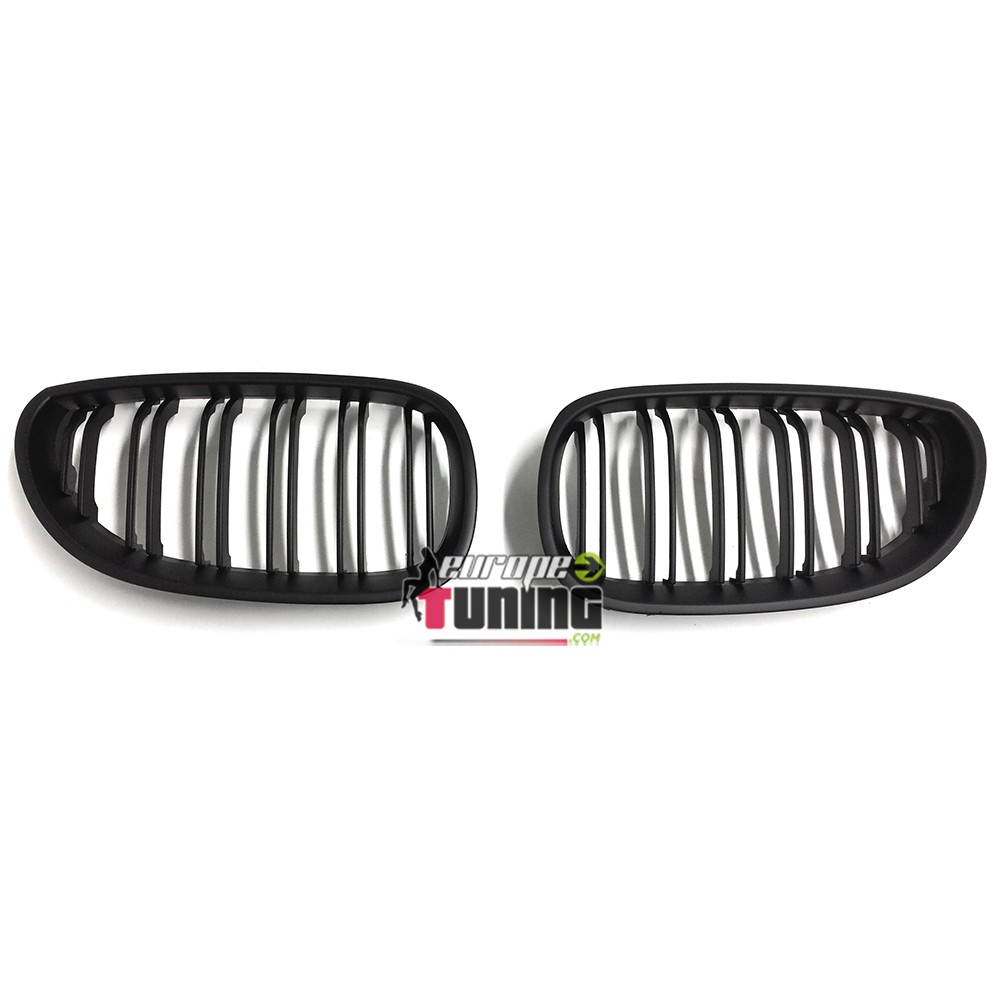 CALANDRES SPORT NOIRES MATES DOUBLE AILETTES BMW SERIE 5 E60 & E61 PHASES 1 et 2 (04802)