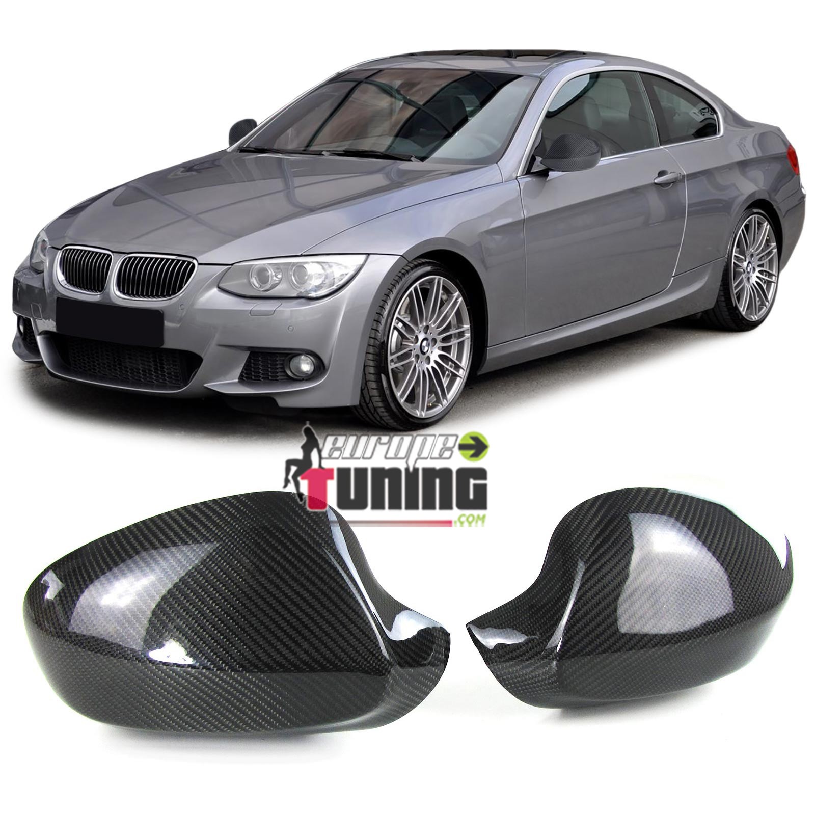 COUVRES COQUES RETROVISEURS VERITABLE CARBONE BMW SERIE 3 E92 & E93 (04795)