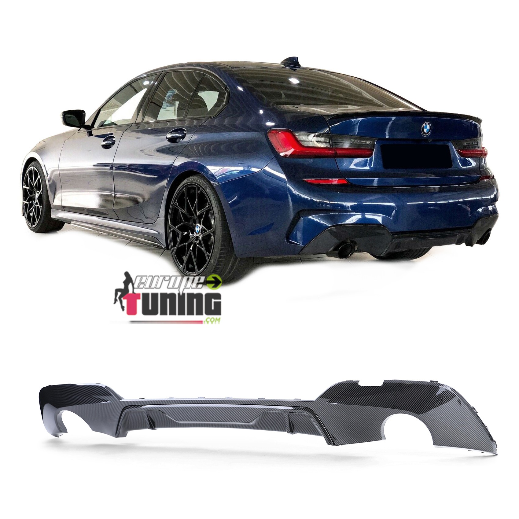 DIFFUSEUR SPORT CARBONE POUR SORTIES DROITE ET GAUCHE BMW SERIE 3 G20 PACK M (05413)