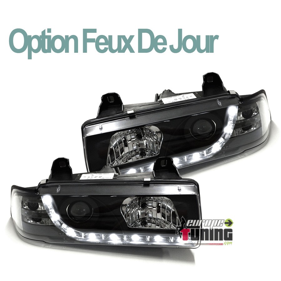 PHARES FEUX AVANTS NOIRS DE JOUR DIURNES DRL BMW SERIE 3 E36 BERLINE TOURING (03324)