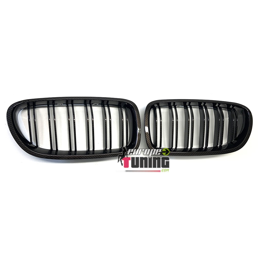 GRILLES CALANDRES SPORT DOUBLES LAMES LOOK CARBONE BMW SERIE 5 F10 ET F11 (05303)