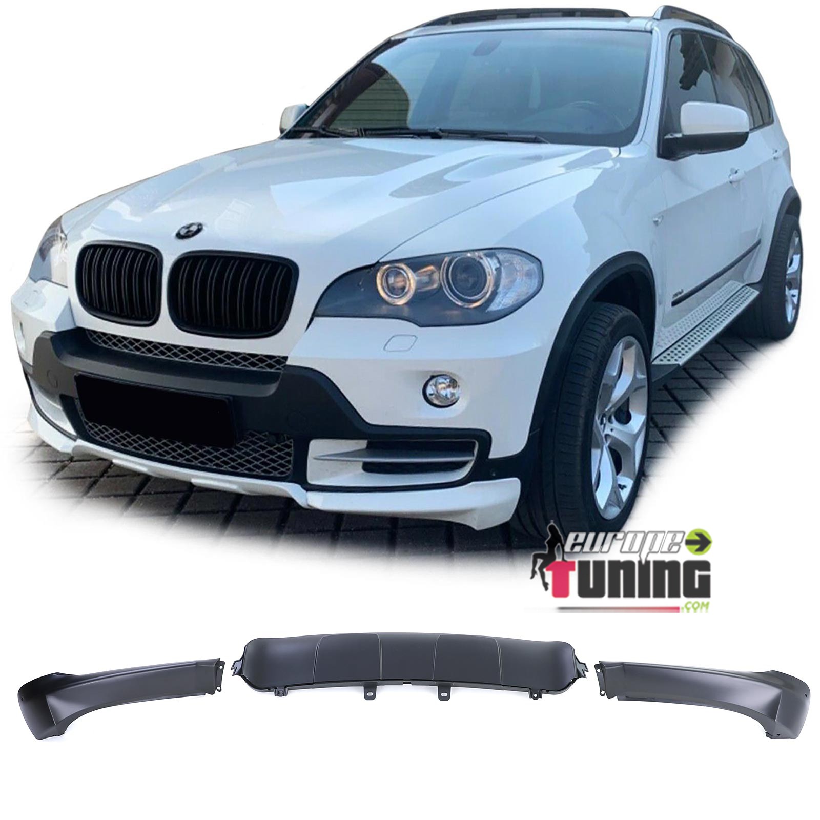 KIT SPOILERS SPORT AERODYNAMIQUES AVANT ET ARRIERE BMW X5 E70 PH1 07-10 (05669)