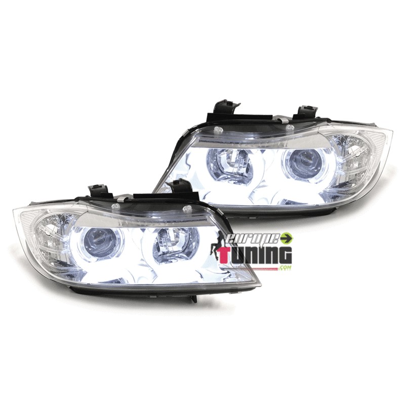 PHARES FEUX AVANTS LEDS CELIS EN U BMW SERIE 3 E90 & E91 PHASES 1 05-08 AU XENON (04493)