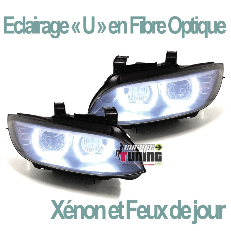 PHARES FEUX CELIS NOIRS ECLAIRAGE EN U BMW SERIE 3 E92 & E93 COUPE CABRIOLET PHASES 1 AU XENON (04761)