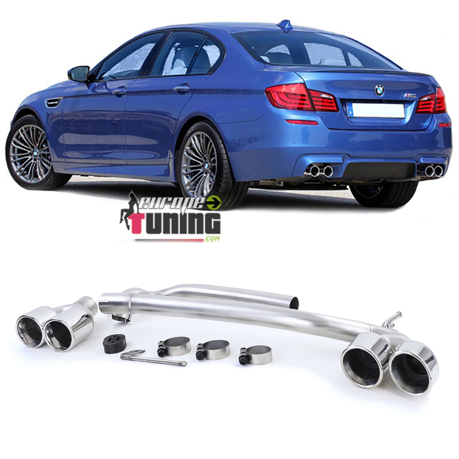 KIT CONVERSION 4 SORTIES ECHAPPEMENT DUPLEX BMW SERIE 5 F10 F11 F12 F13 (05409)