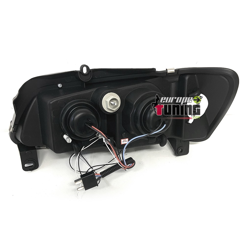 PHARES AVANTS NOIRS DOUBLE ANNEAUX ANGEL EYES LED PEUGEOT 106 PH2 (14610)