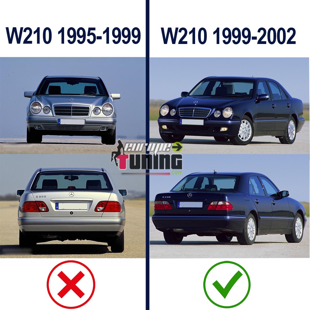 PHARES LISSES NOIRS MERCEDES CLASSE E W210 BERLINE Apres 99 (11808)
