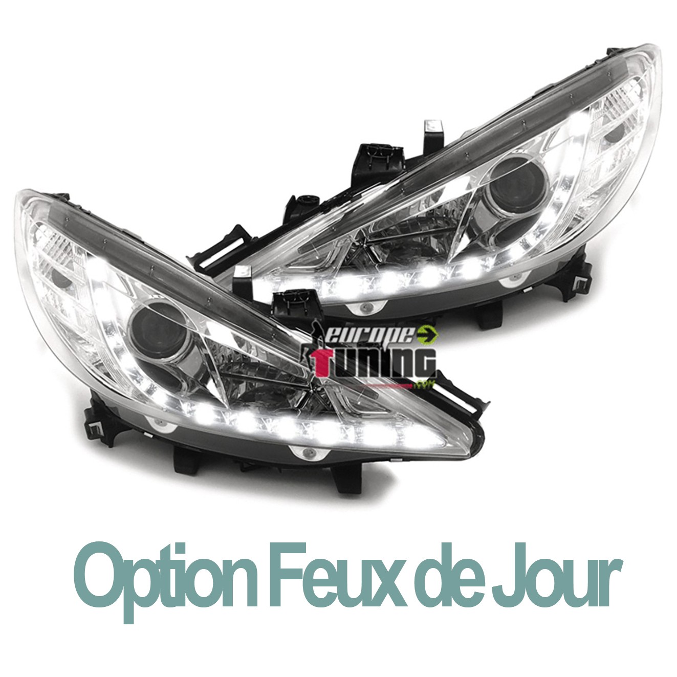 PHARES FEUX AVANTS LEDS DE JOUR DRL DIURNES R87 PEUGEOT 207 (00242)