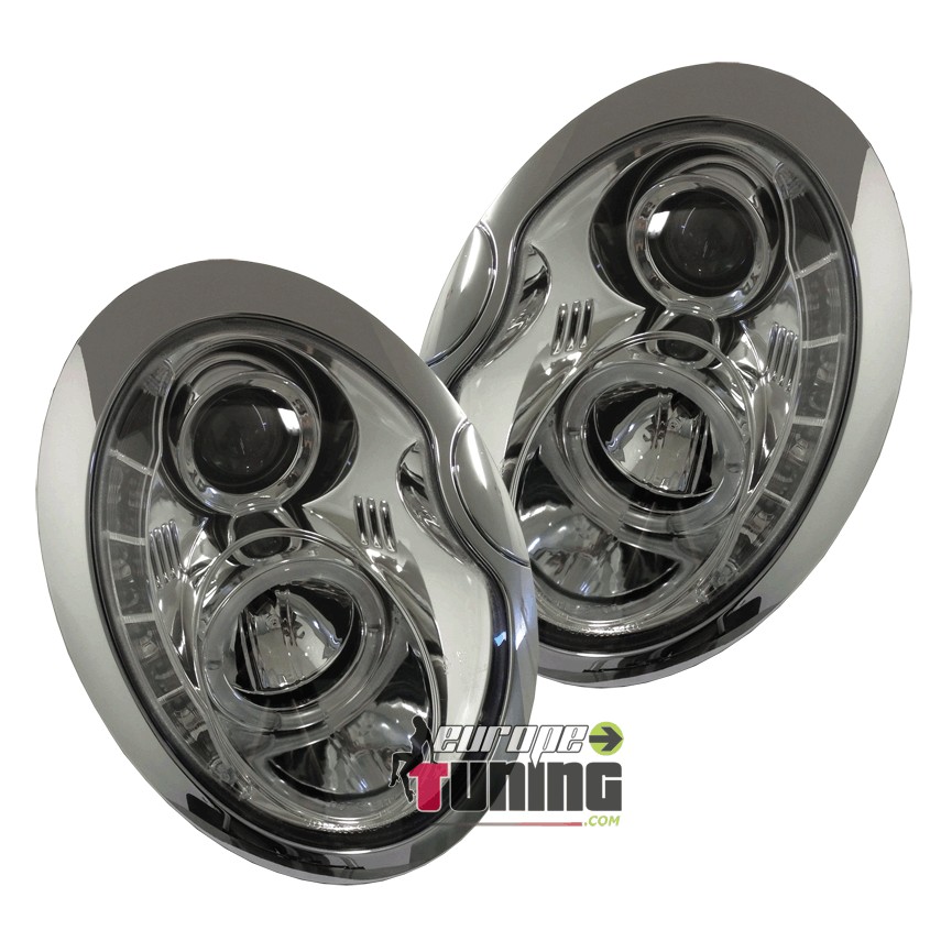 PHARES FEUX AVANTS CHROM ANGEL EYES LED MINI COOPER R50-R52-R53 2001-2006 (00714)