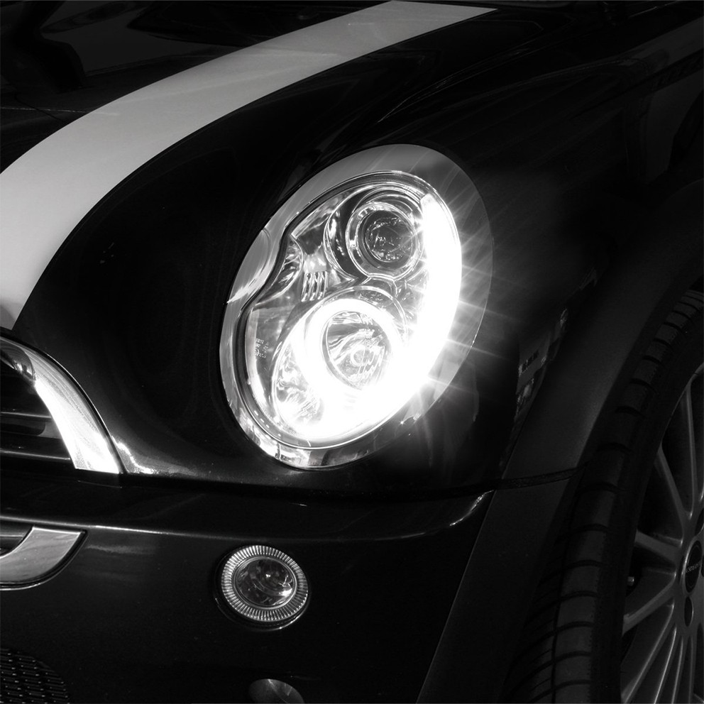 PHARES FEUX AVANTS CHROM ANGEL EYES LED MINI COOPER R50-R52-R53 2001-2006 (00714)