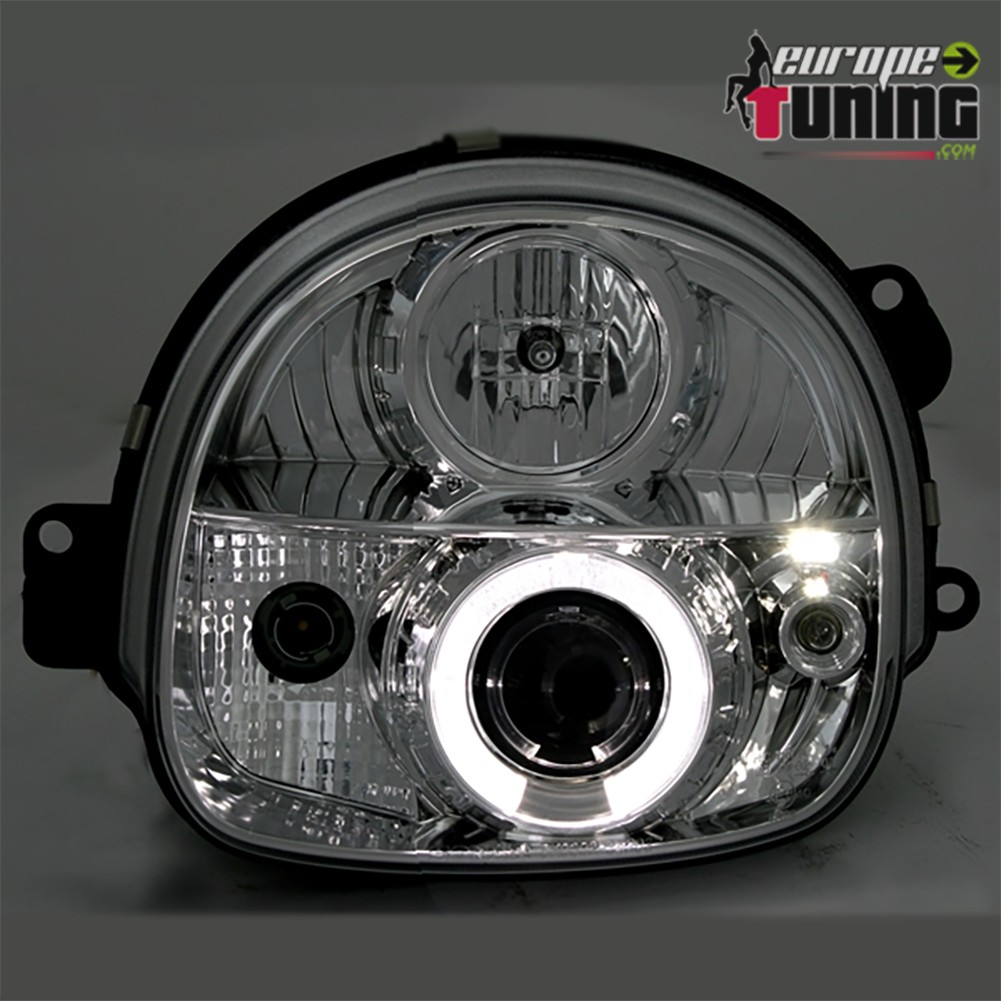 PHARES CHROME FEUX ANNEAUX LED ANGEL EYES RENAULT TWINGO 1 1992-2007 (11132)