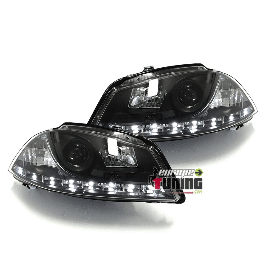 PHARES NOIRS BANDES LED FEUX DEVIL EYES SEAT IBIZA 6L 2002-2008 (x13800)