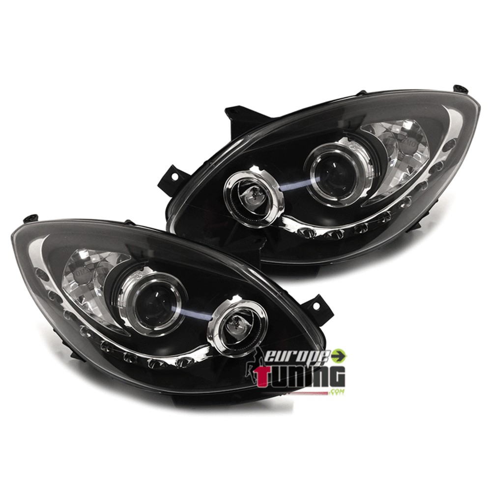 PHARES NOIRS FEUX BANDES LED DEVIL EYES RENAULT TWINGO II PH I 2007-2011 (00733)