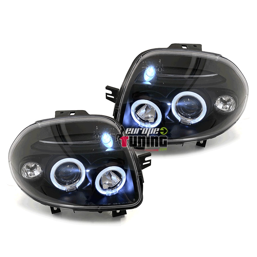 PHARES NOIRS ANGEL EYES FEUX A ANNEAUX RENAULT CLIO 2 CLIO B 98-01 (13549)