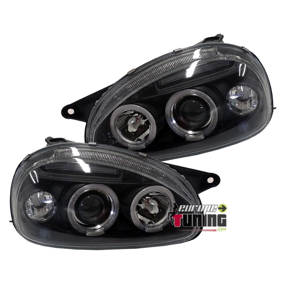 PHARES ANGEL EYES NOIRS TUNING OPEL CORSA B  (00908)