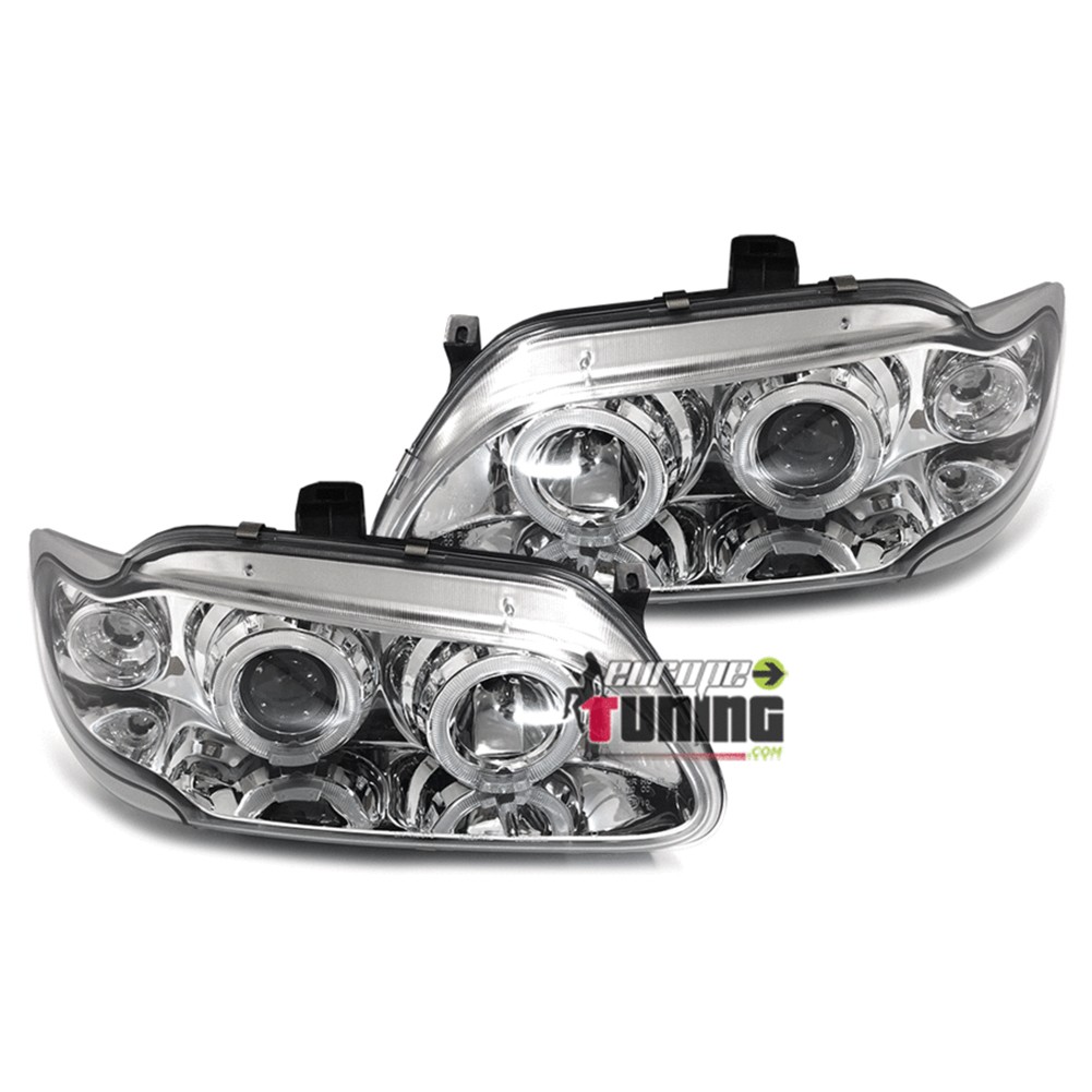 PHARES CHROME FEUX ANNEAUX LED ANGEL EYES RENAULT MEGANE ET SCENIC 1 1995-1999 (11408)