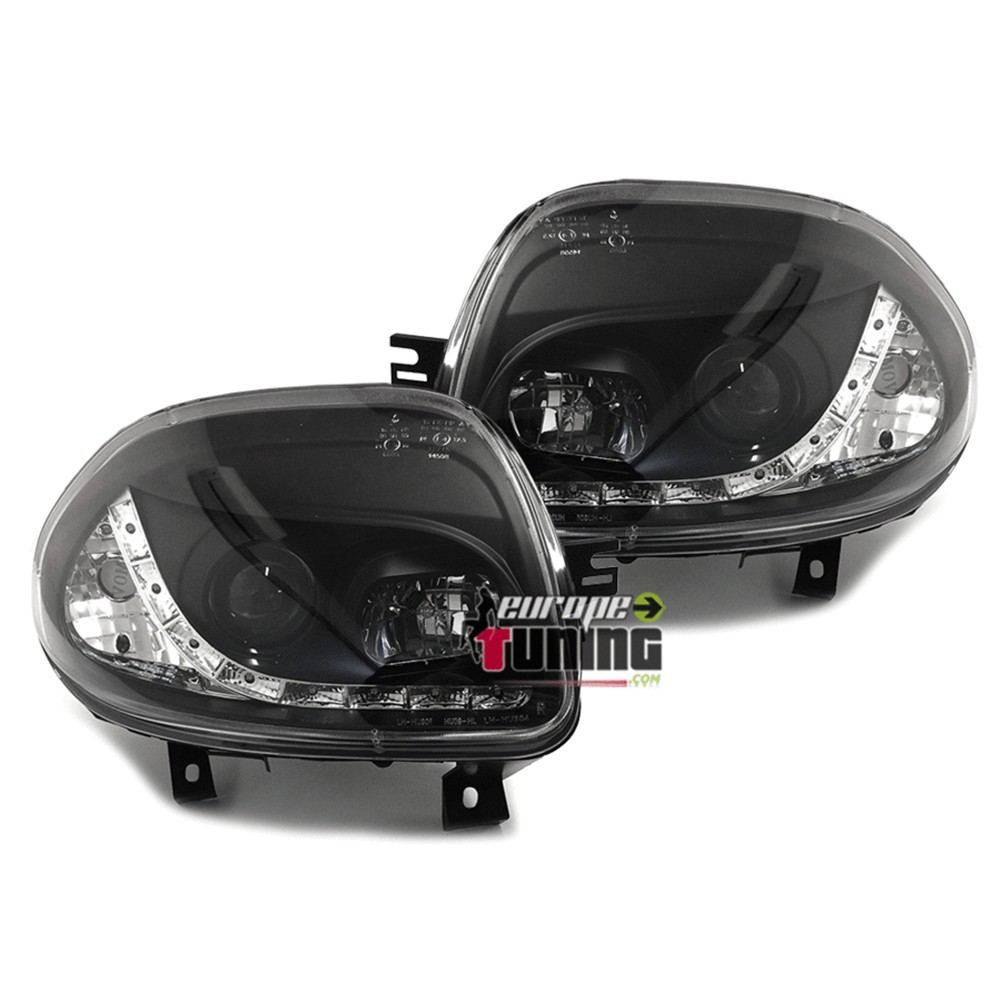 PHARES NOIRS BANDES LED FEUX DEVIL EYES RENAULT CLIO 2 / CLIO B 1998-2001 (13638)