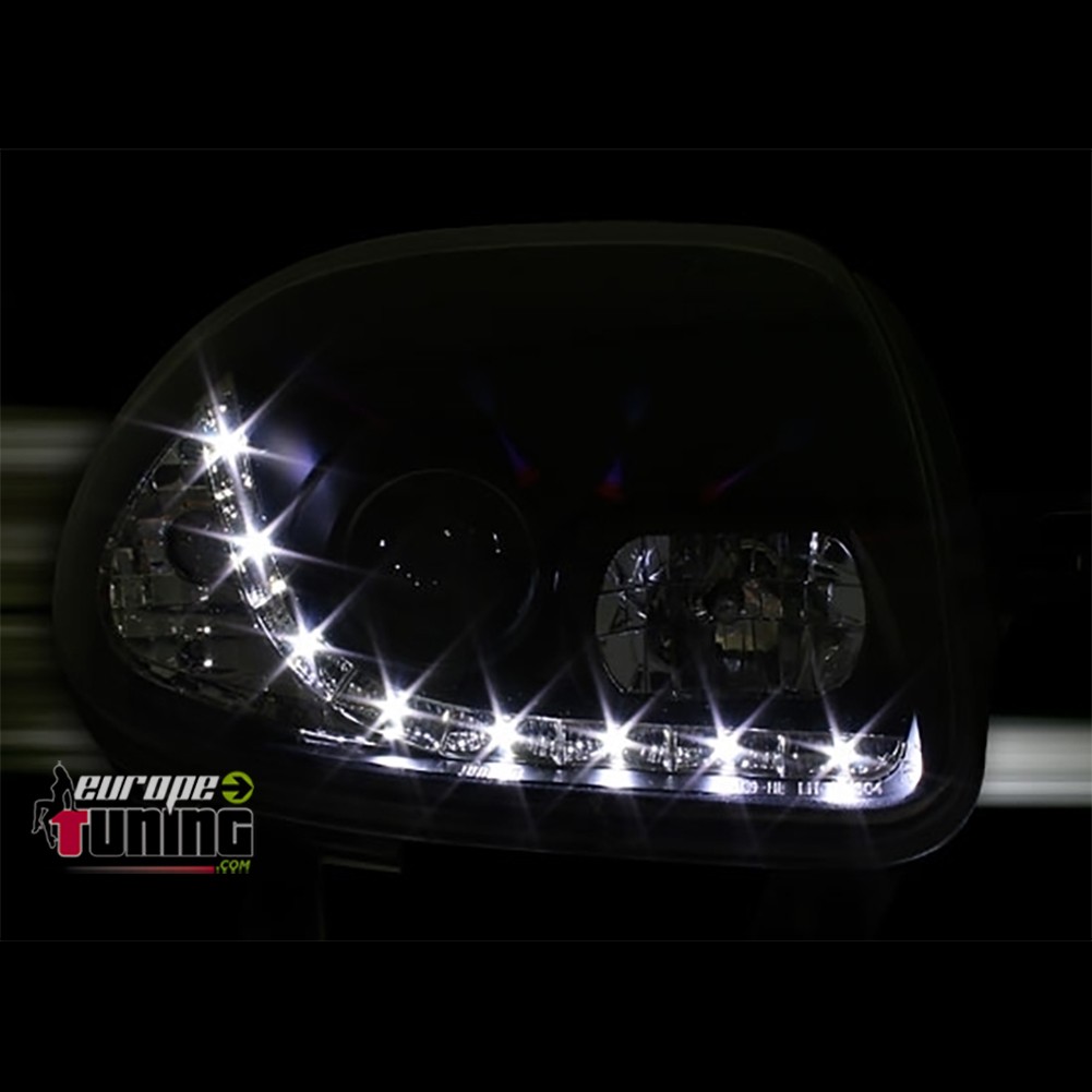 PHARES NOIRS BANDES LED FEUX DEVIL EYES RENAULT CLIO 2 / CLIO B 1998-2001 (13638)