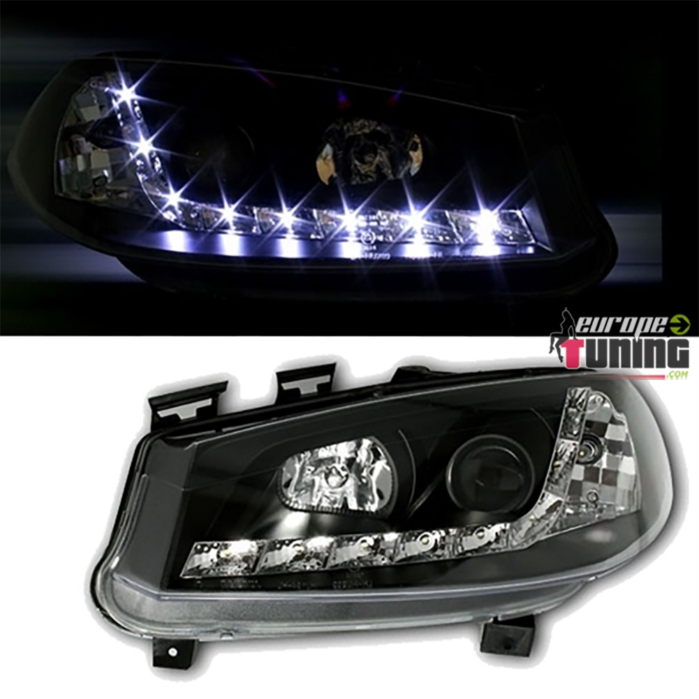 PHARES NOIRS FEUX BANDES LED DEVIL EYES RENAULT MEGANE II PH I 2002-2006 (13463)