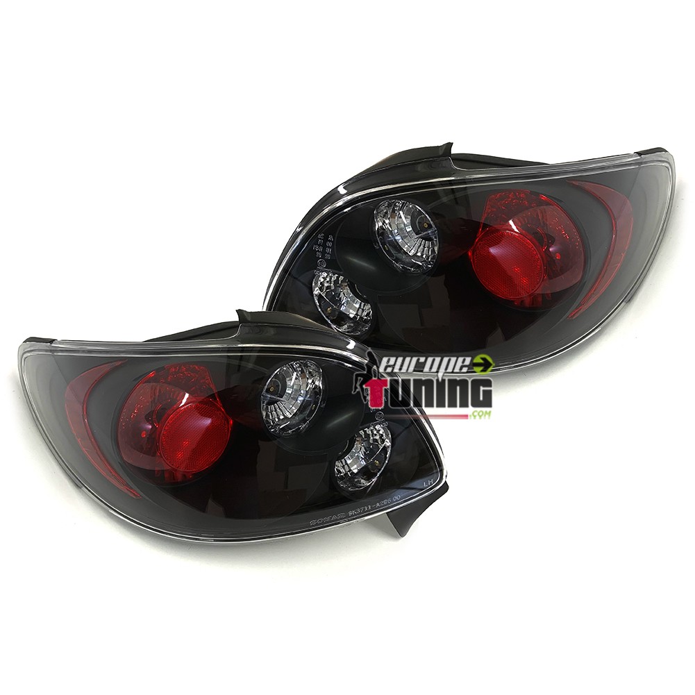 FEUX TUNING SPORT NOIRS ET ROUGES AVEC LISERETS ROUGES POUR PEUGEOT 206 CC (02403)